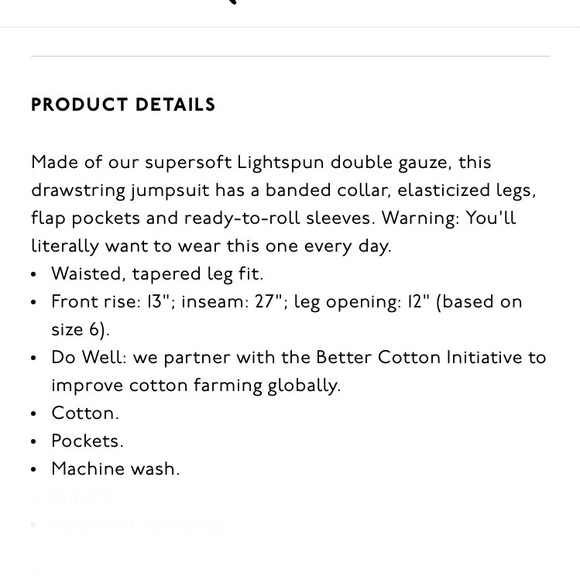 NWT Light Spun Gauze Tapered Leg Jumpsuit Coastal Blue Size 10 - Picture 6 of 8